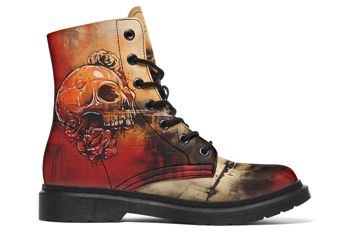 Rusty Skull And Roses Boots