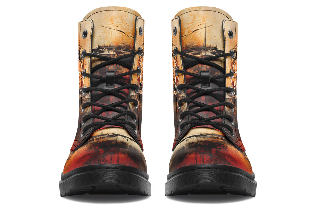 Rusty Skull And Roses Boots