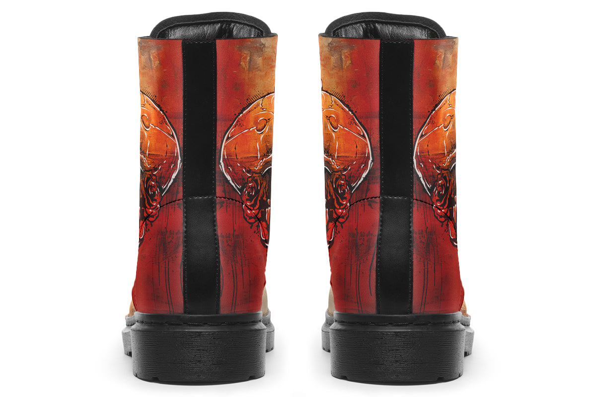 Rusty Skull And Roses Boots