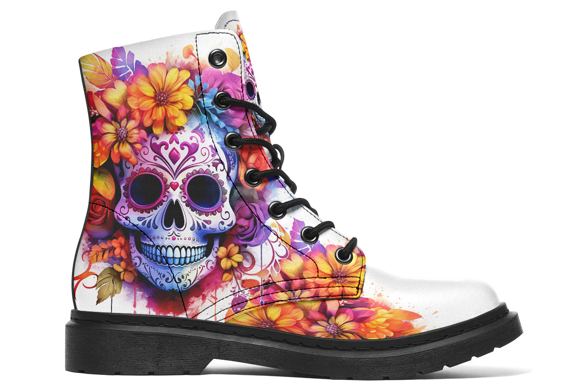 Watercolor Sugar Skull Boots