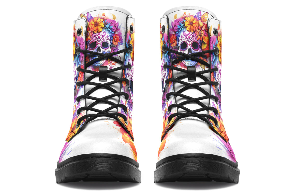 Watercolor Sugar Skull Boots
