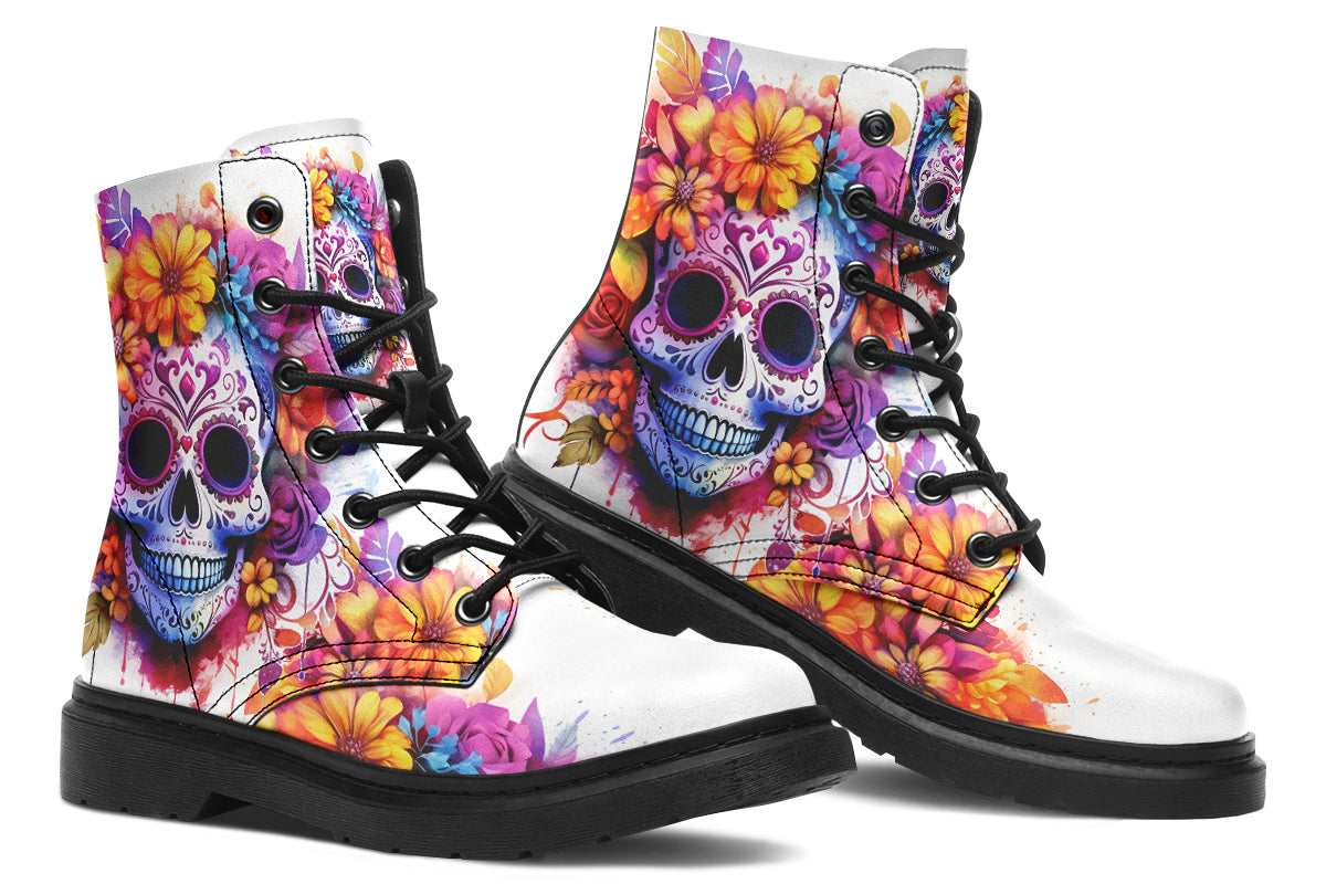 Watercolor Sugar Skull Boots