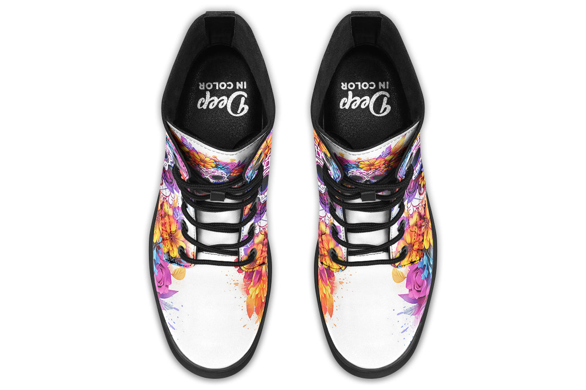 Watercolor Sugar Skull Boots