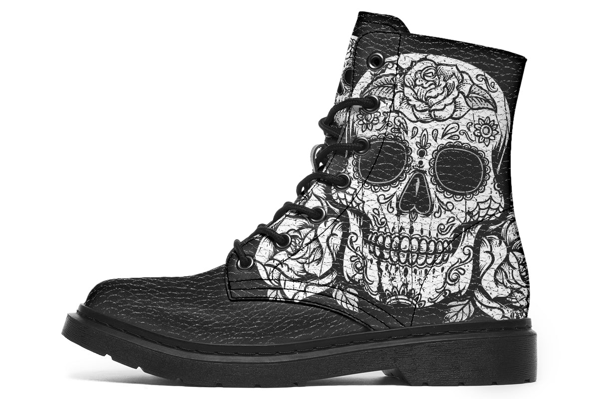 White Sugar Skull Boots