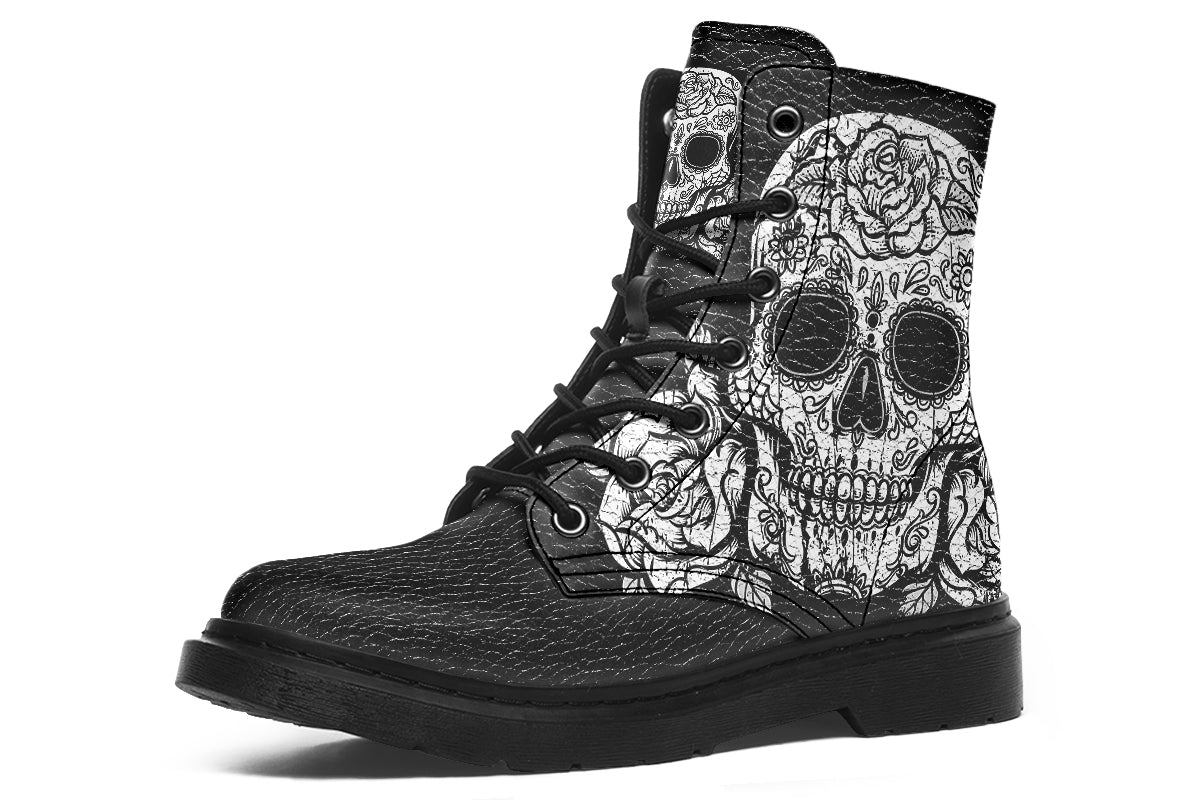 White Sugar Skull Boots