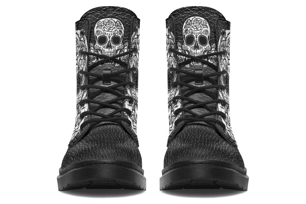 White Sugar Skull Boots