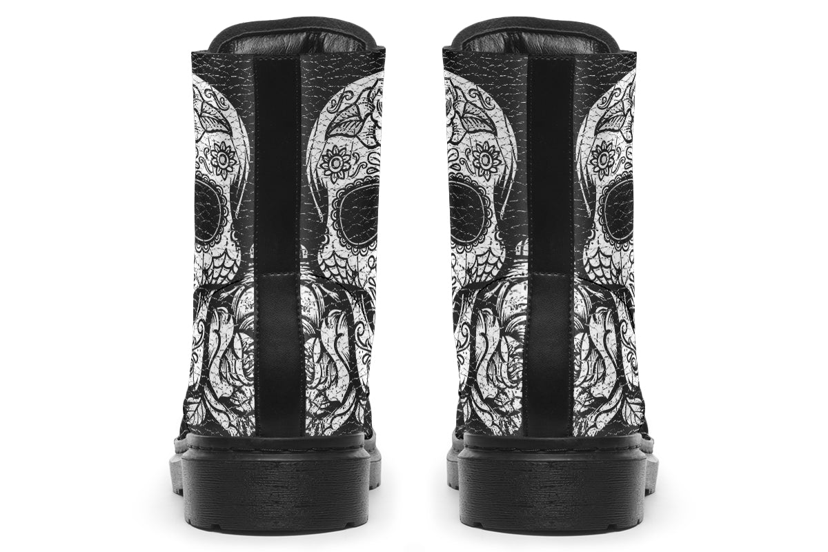 White Sugar Skull Boots