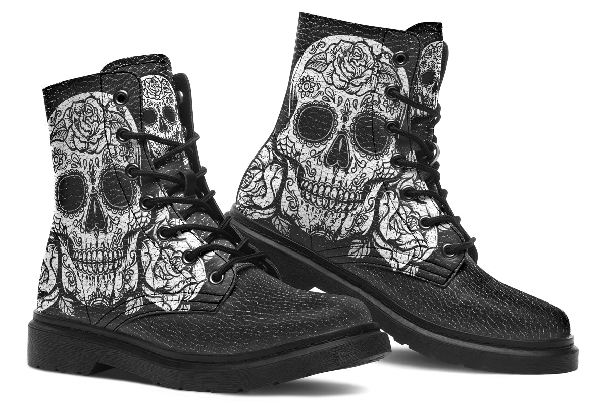 White Sugar Skull Boots