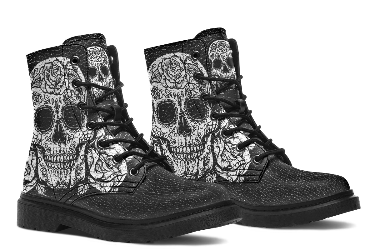 White Sugar Skull Boots