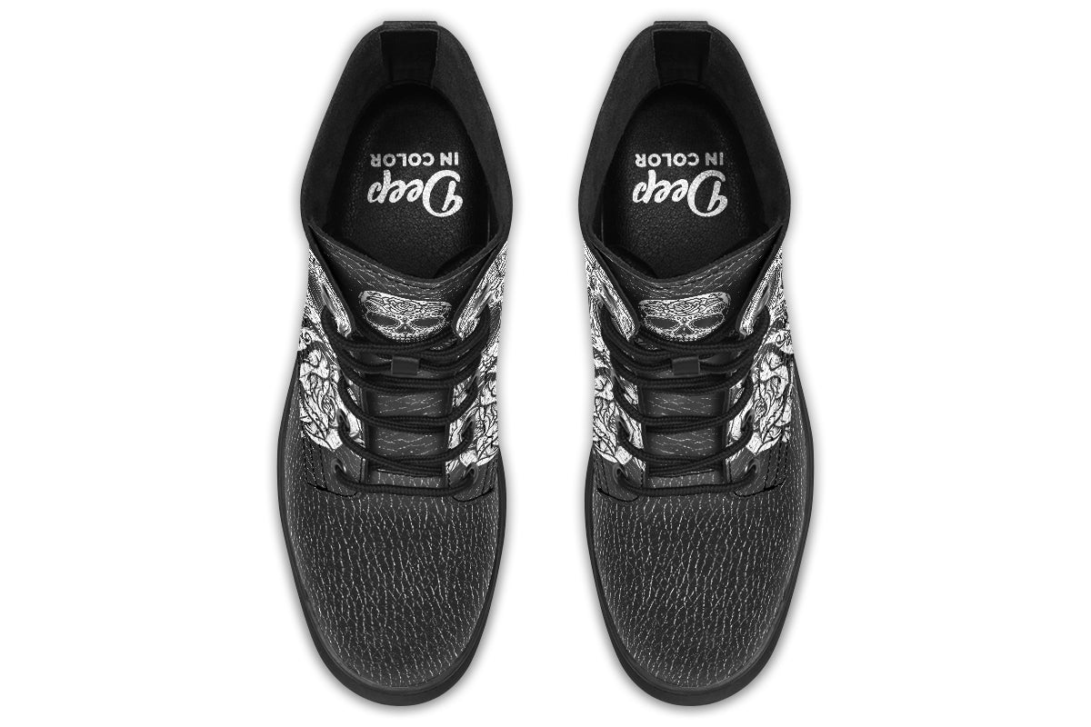 White Sugar Skull Boots