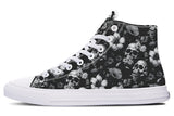 Black And White Flower Skull Hightops