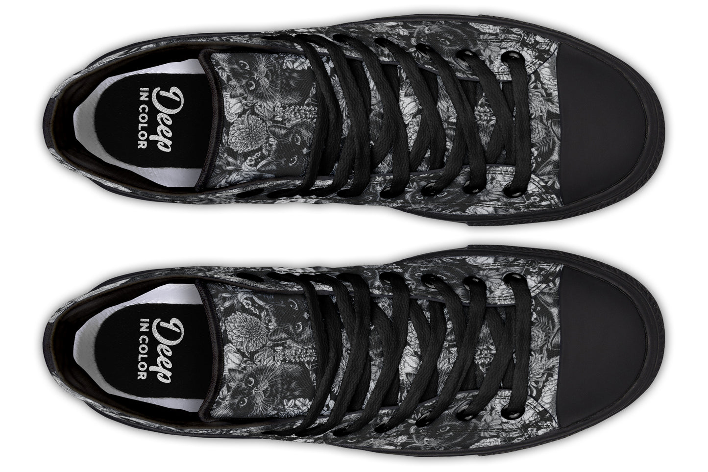 Black Cat And Flowers Hightops