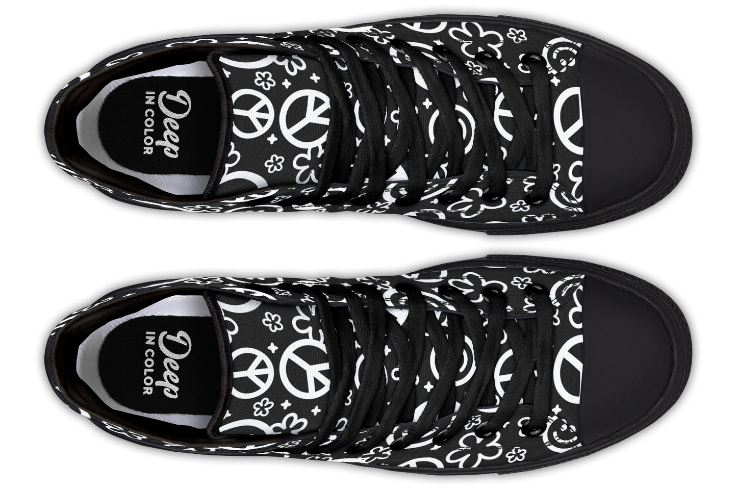 Black Happy Peace Yin Yang Hightop
