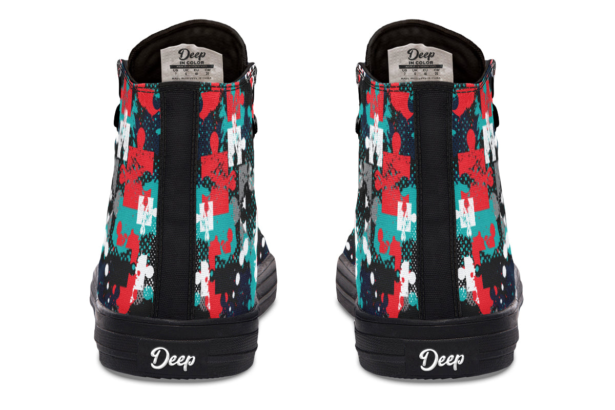 Colorful Grunge Puzzle Hightops