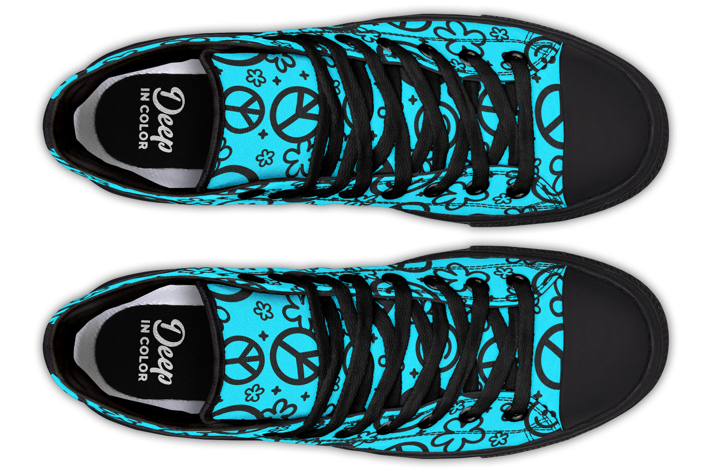 Cyan Happy Peace Yin Yang Hightop