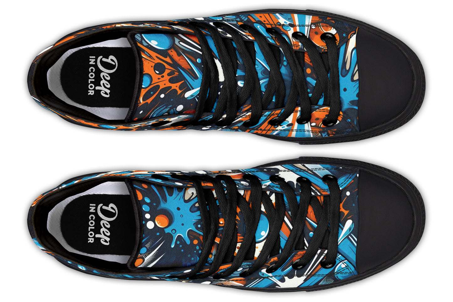 Orangeand Blue Ink High Tops
