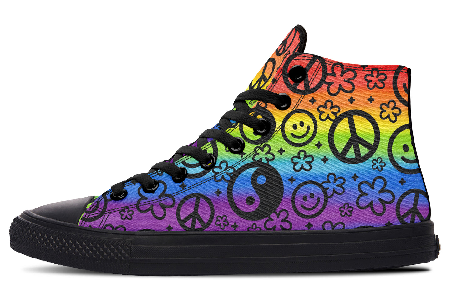 Rainbow Happy Peace Yin Yang Hightop