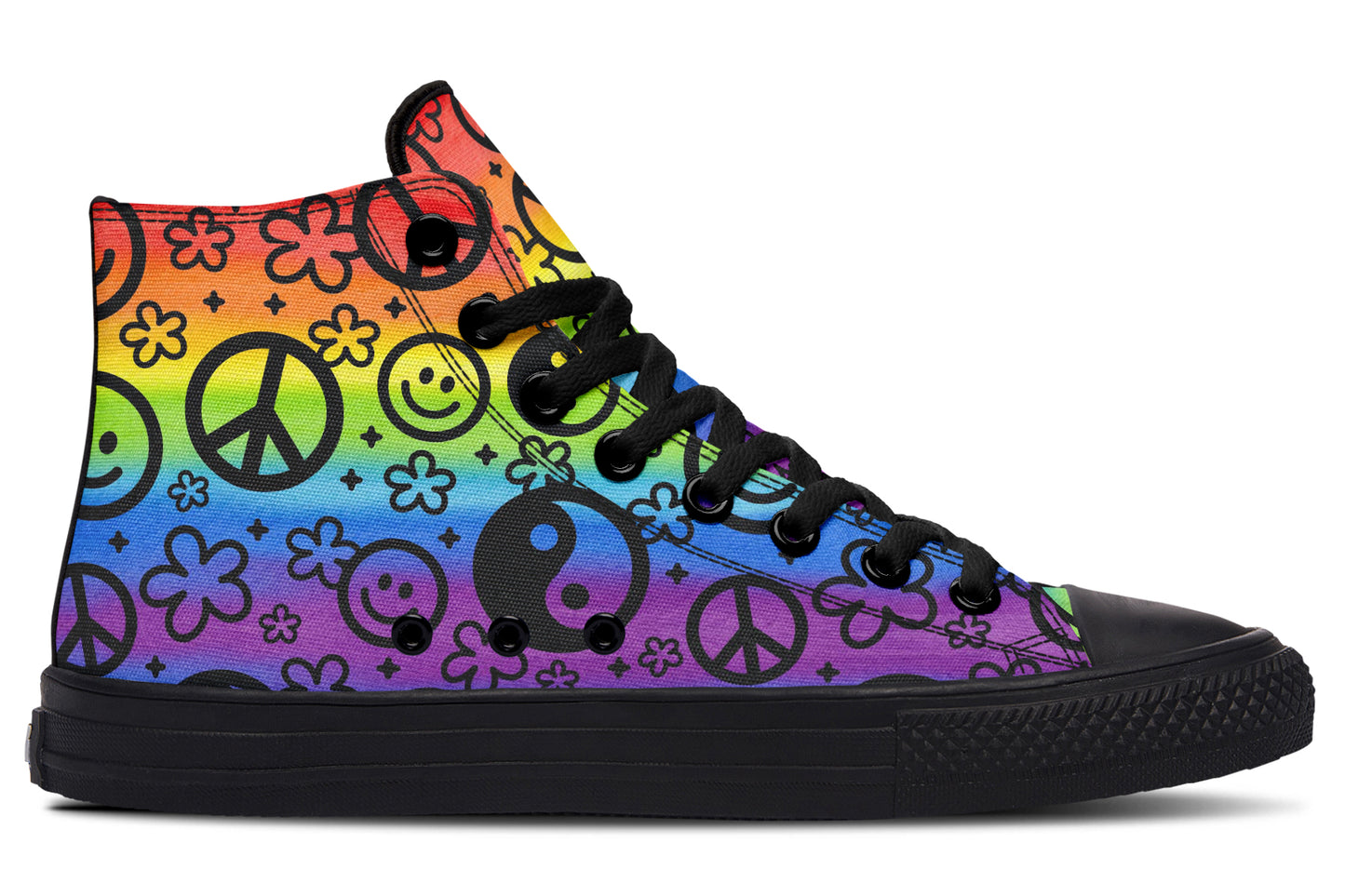 Rainbow Happy Peace Yin Yang Hightop