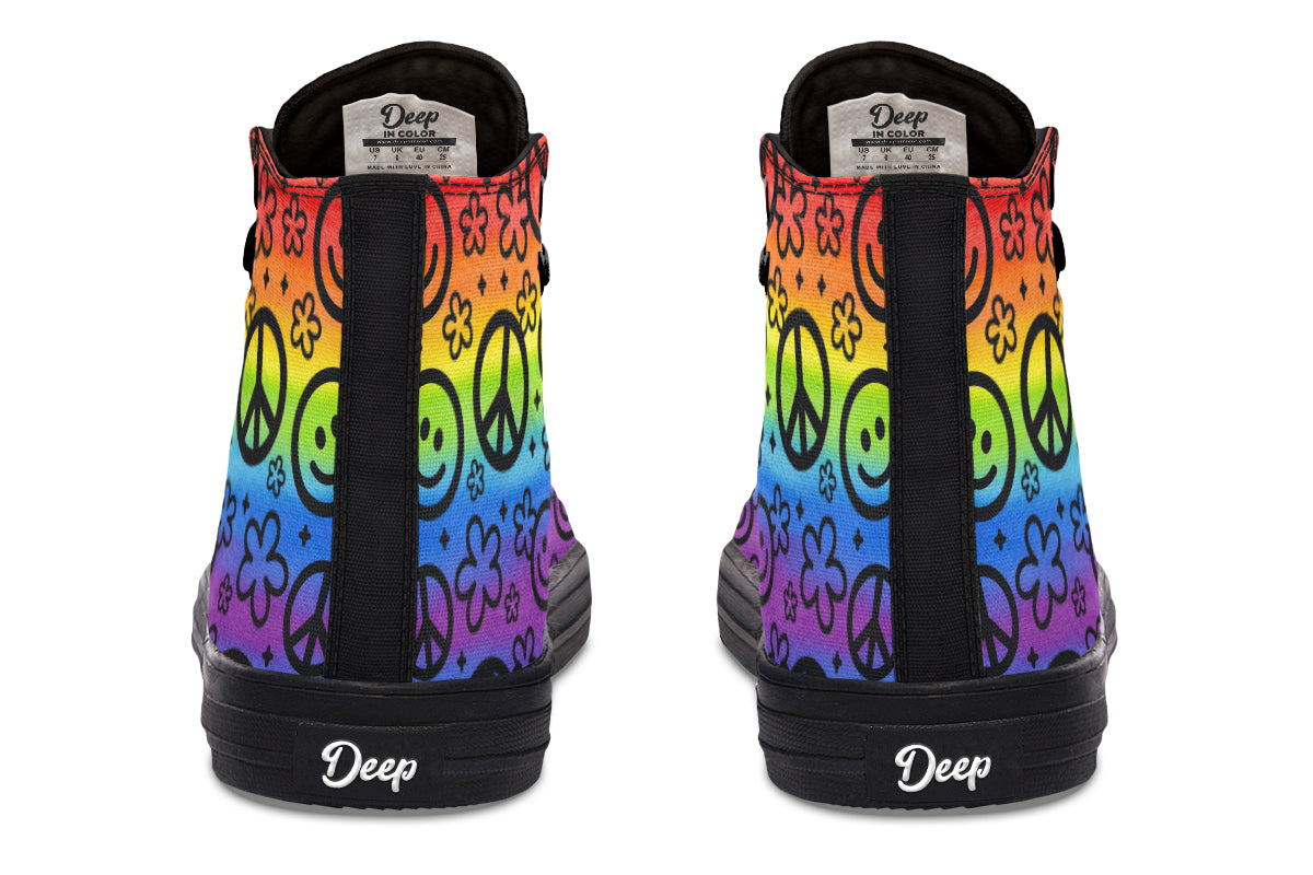 Rainbow Happy Peace Yin Yang Hightop