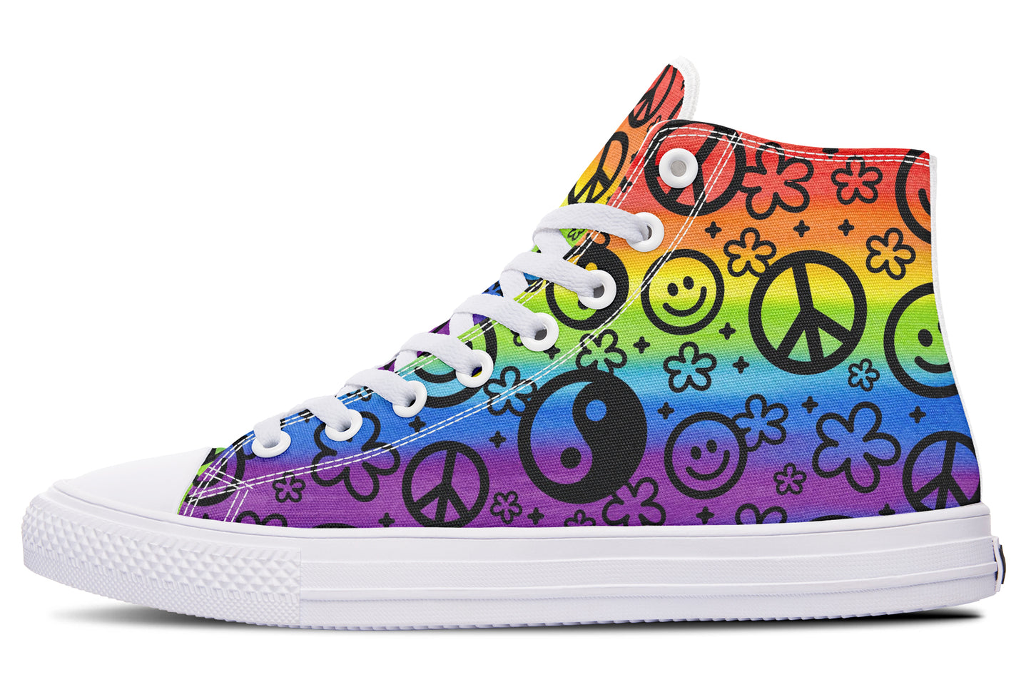 Rainbow Happy Peace Yin Yang Hightop