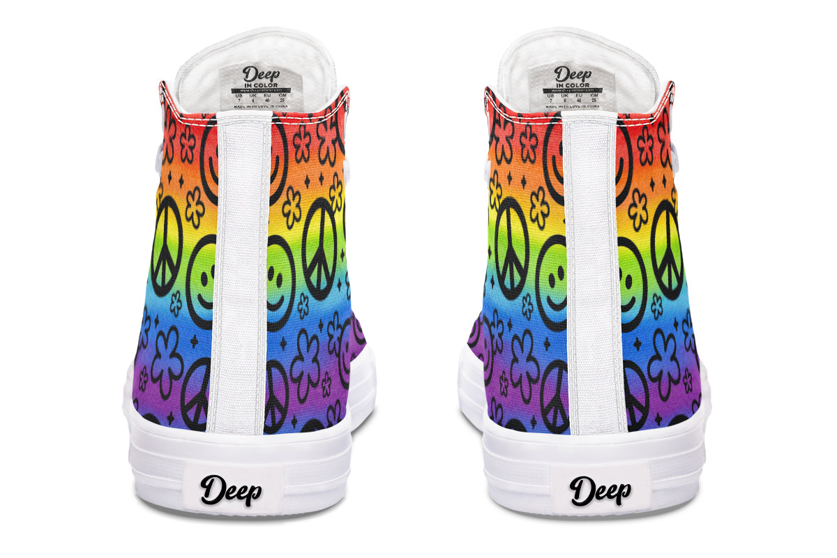 Rainbow Happy Peace Yin Yang Hightop
