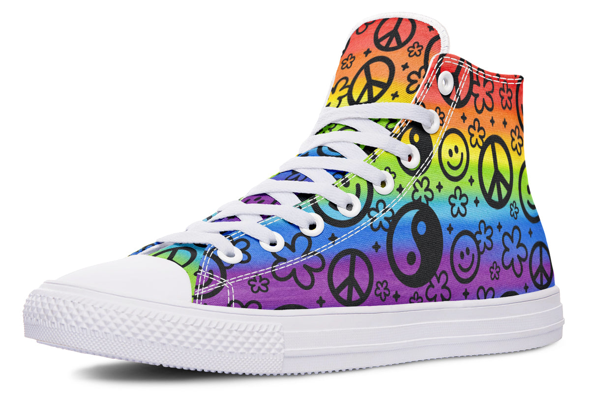Rainbow Happy Peace Yin Yang Hightop