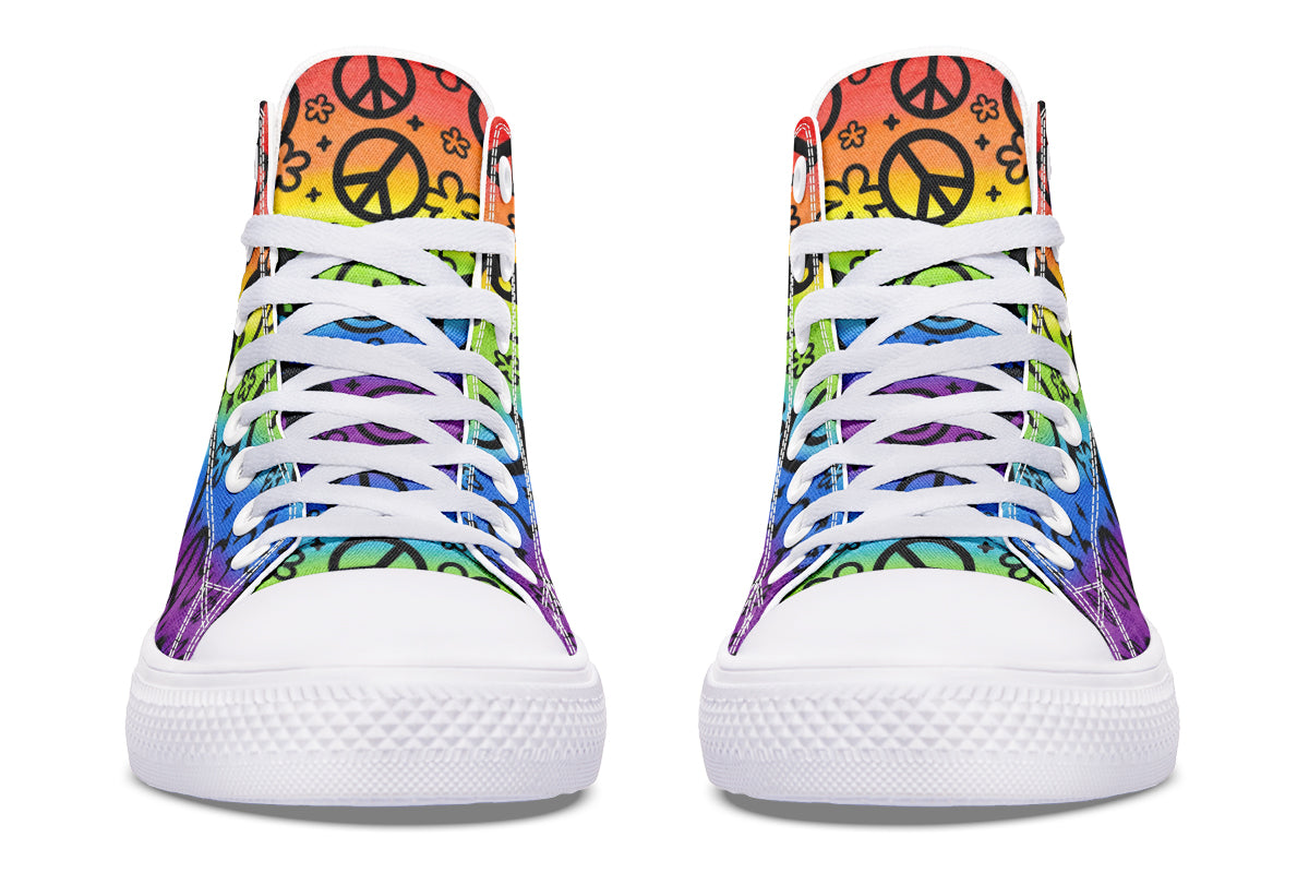 Rainbow Happy Peace Yin Yang Hightop