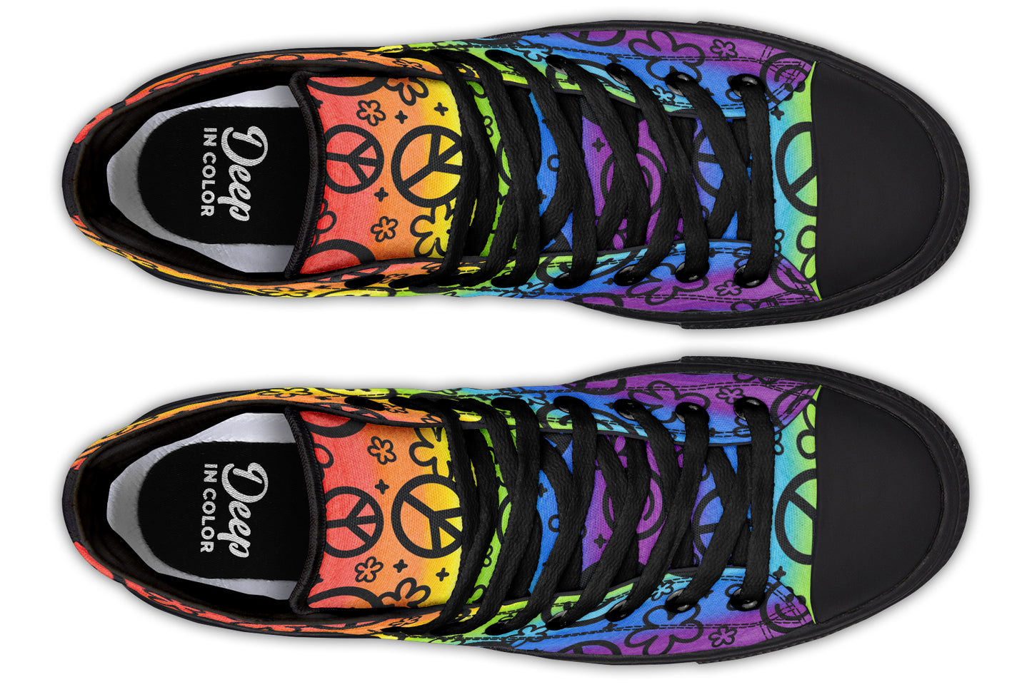 Rainbow Happy Peace Yin Yang Hightop