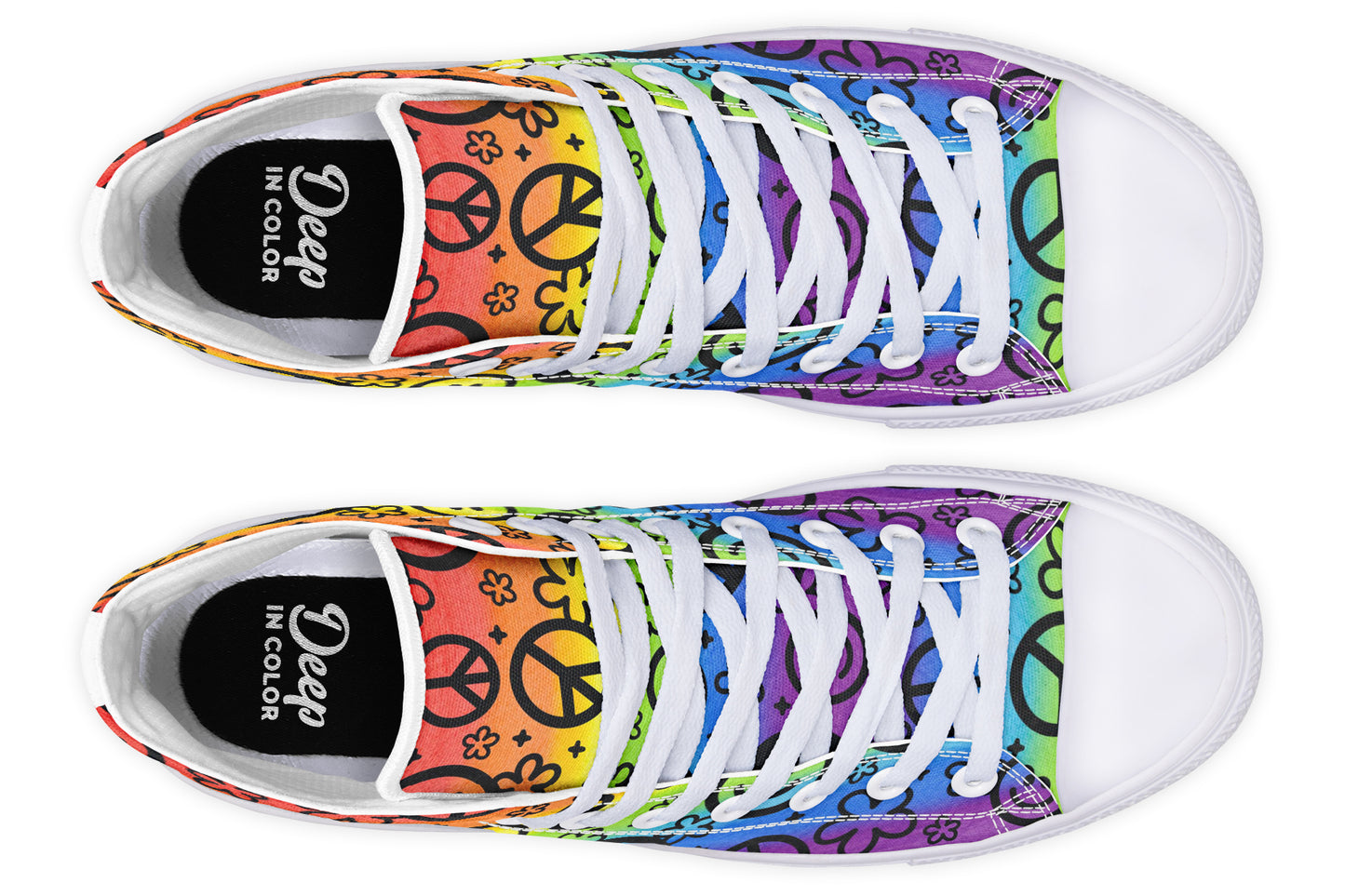 Rainbow Happy Peace Yin Yang Hightop