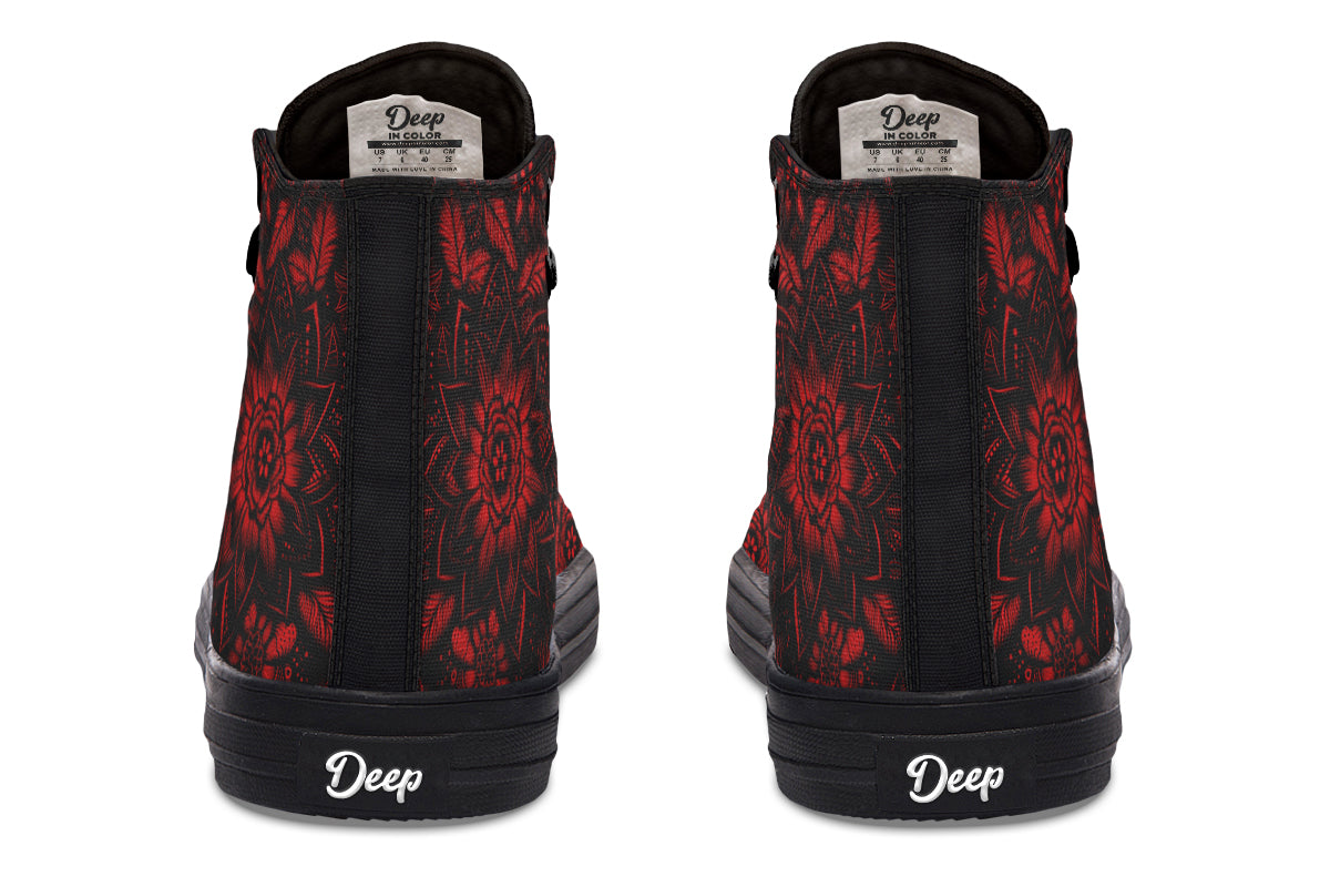 Red Mandala Flower Hightops