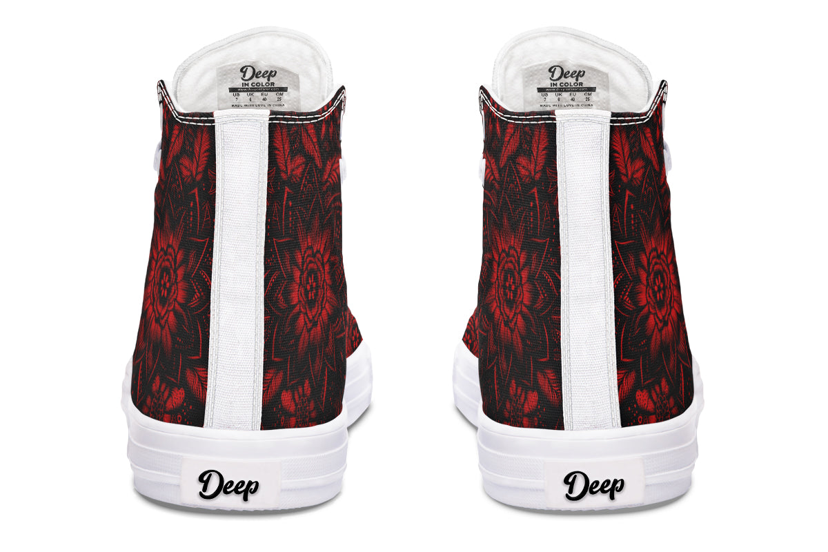 Red Mandala Flower Hightops