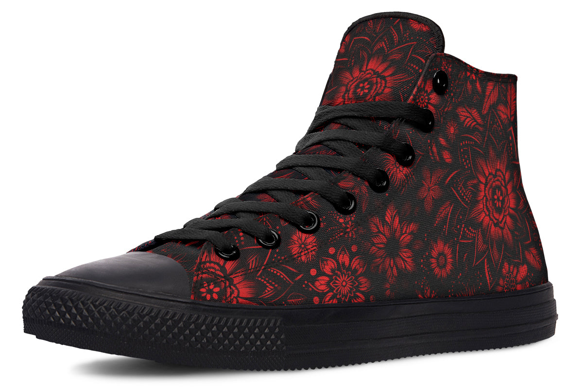 Red Mandala Flower Hightops