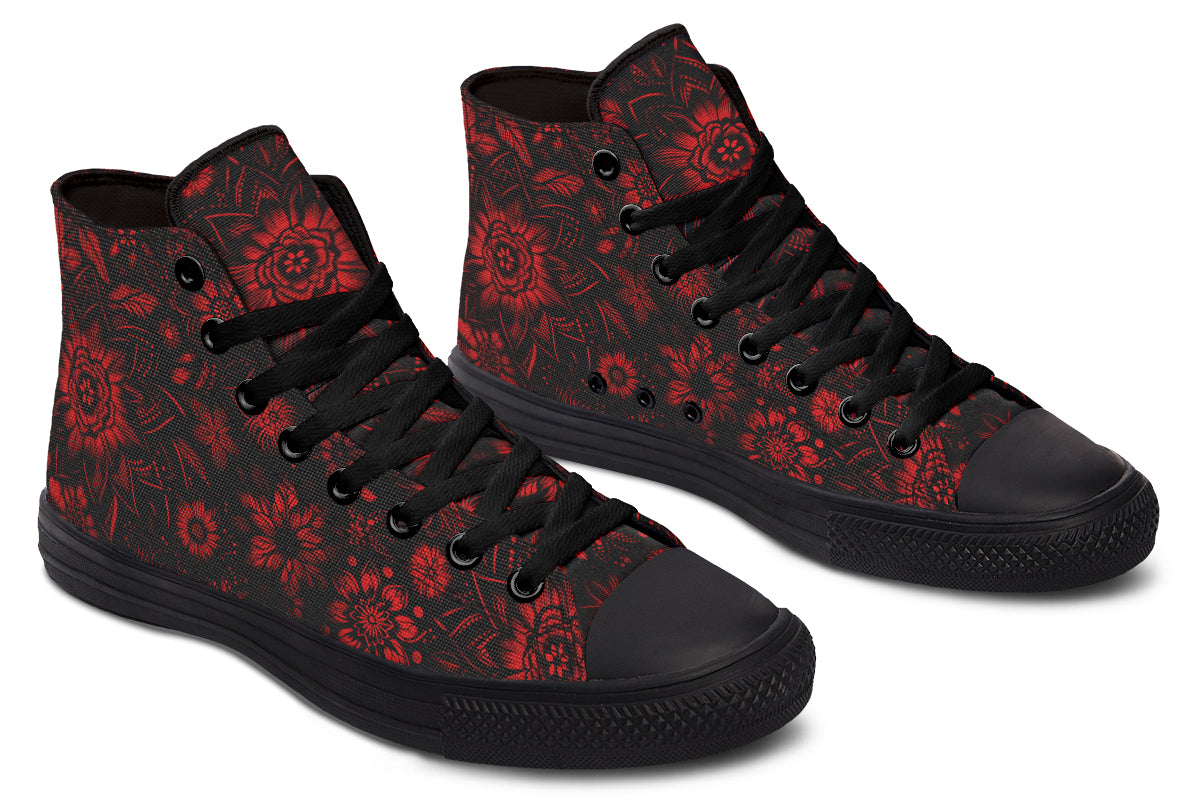 Red Mandala Flower Hightops