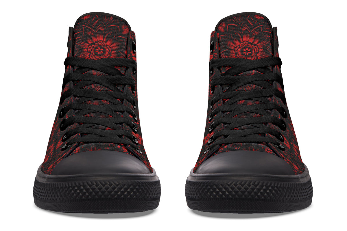 Red Mandala Flower Hightops