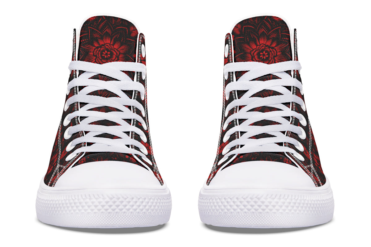 Red Mandala Flower Hightops