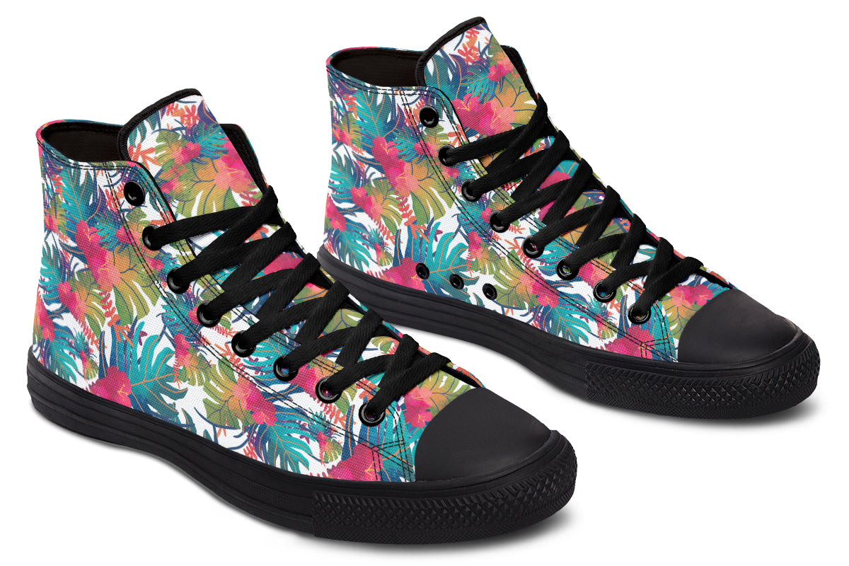 Tropical Watercolor Leaves Hightops