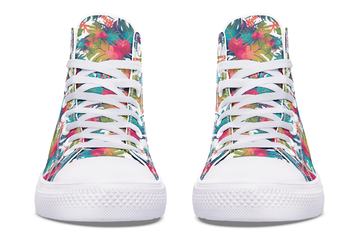 Tropical Watercolor Leaves Hightops