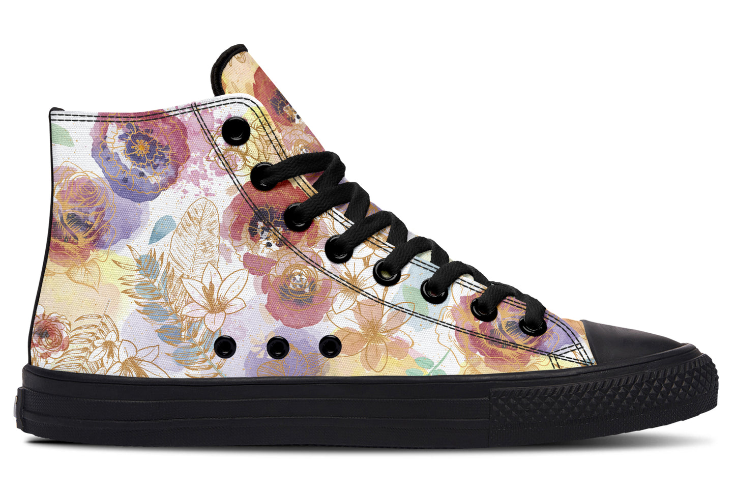 Watercolor Gold Floral Hightops