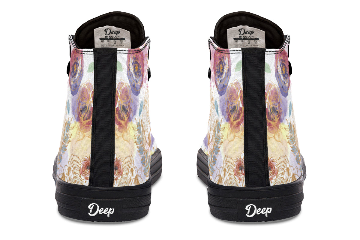 Watercolor Gold Floral Hightops