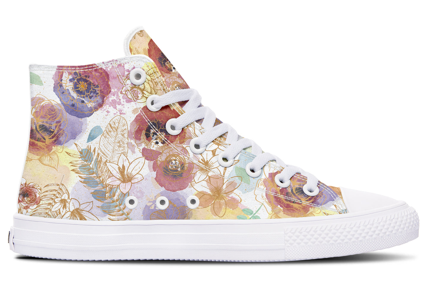 Watercolor Gold Floral Hightops