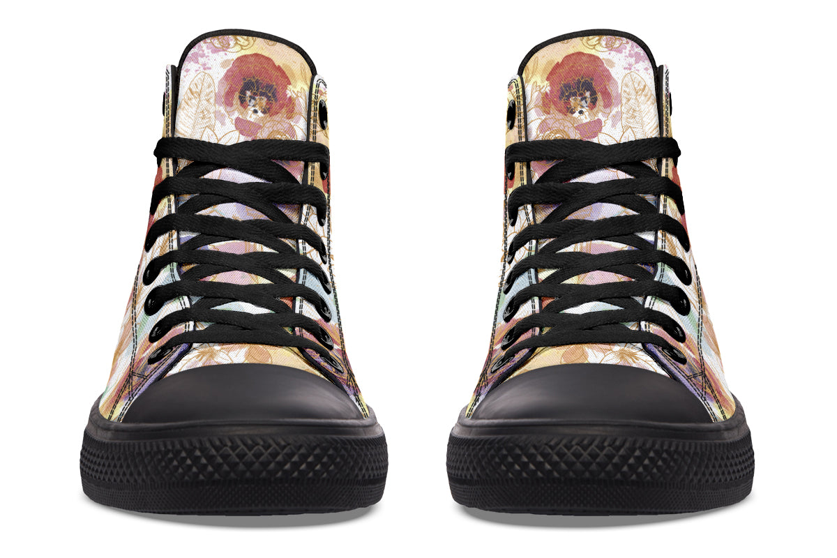 Watercolor Gold Floral Hightops