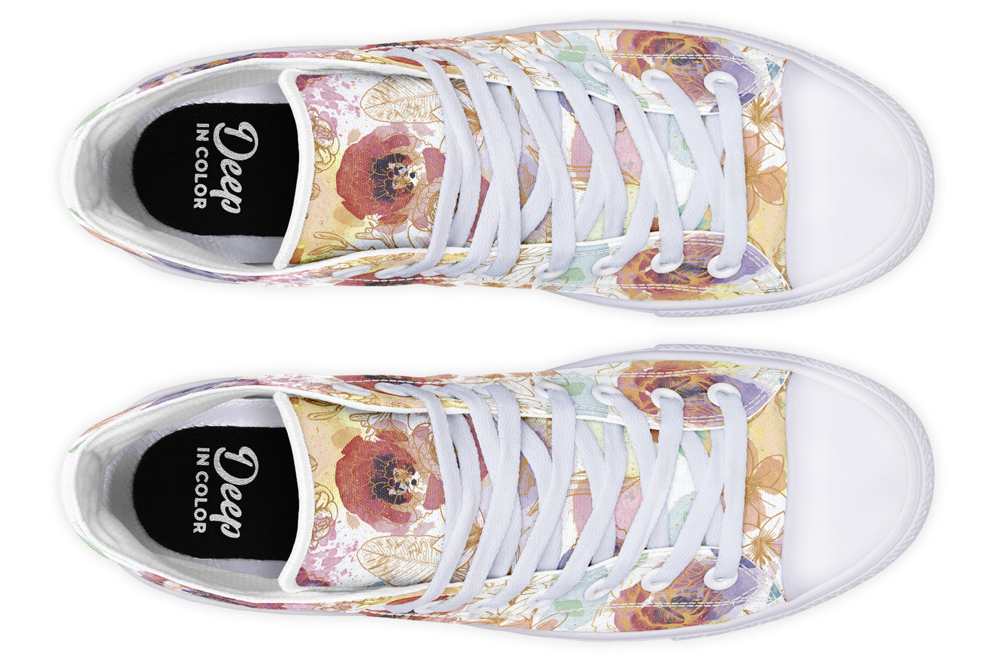 Watercolor Gold Floral Hightops