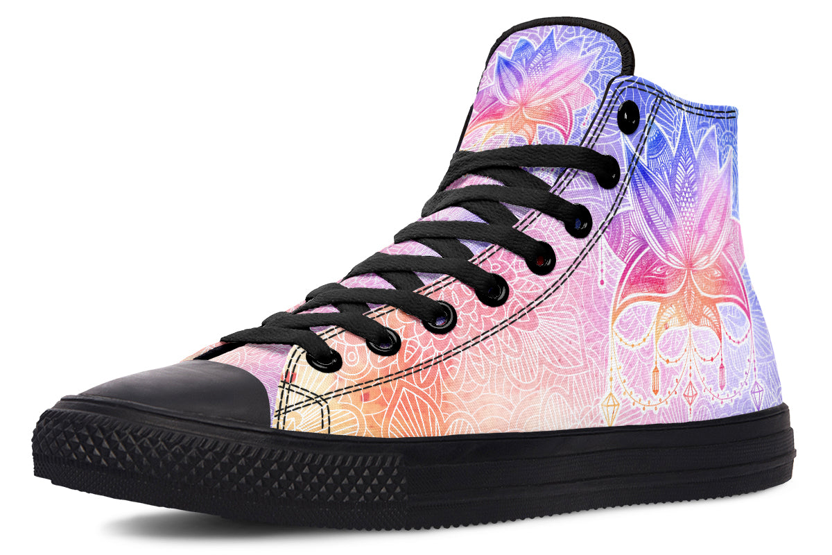 Watercolor Mandala Lotus Flower Hightops