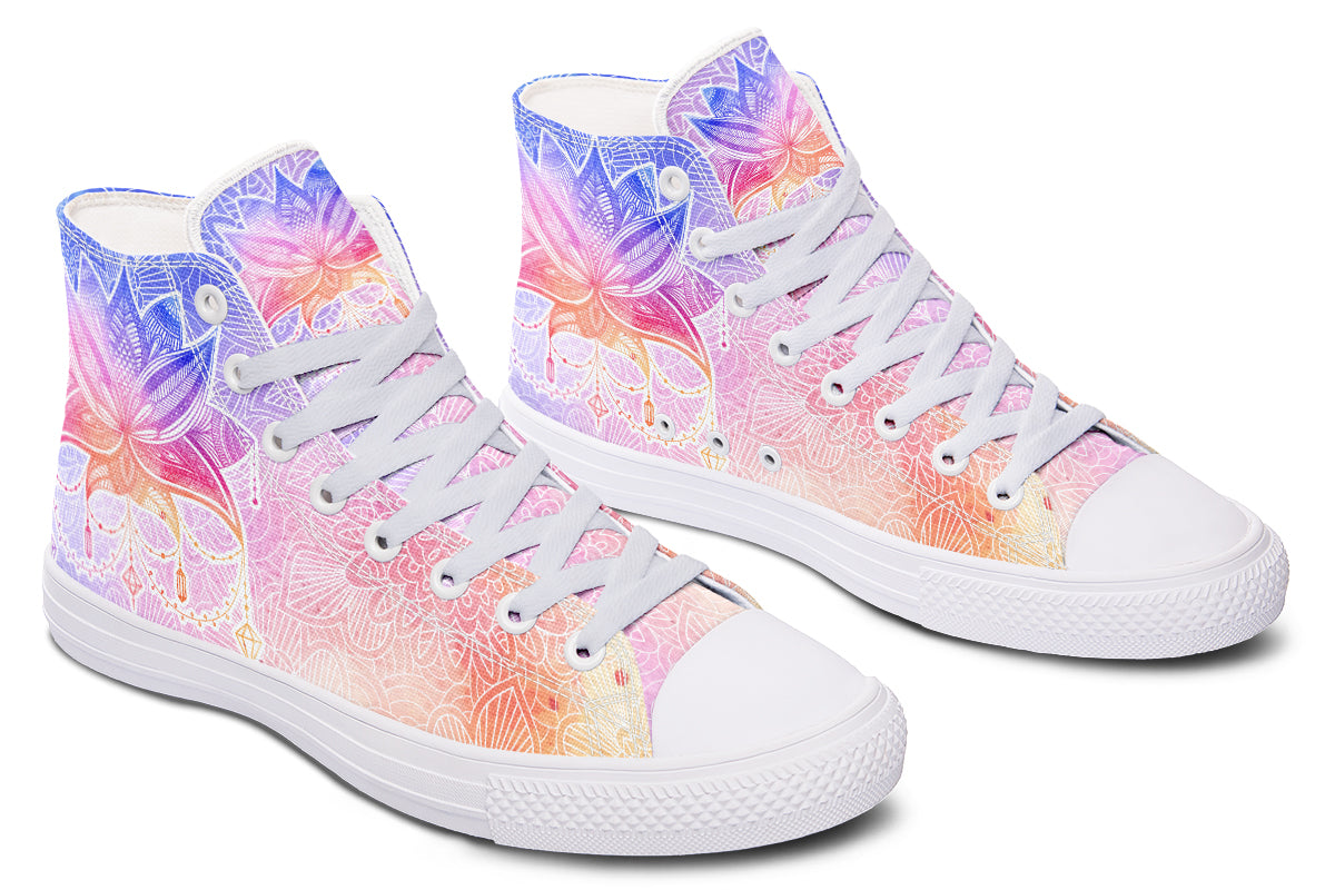 Watercolor Mandala Lotus Flower Hightops