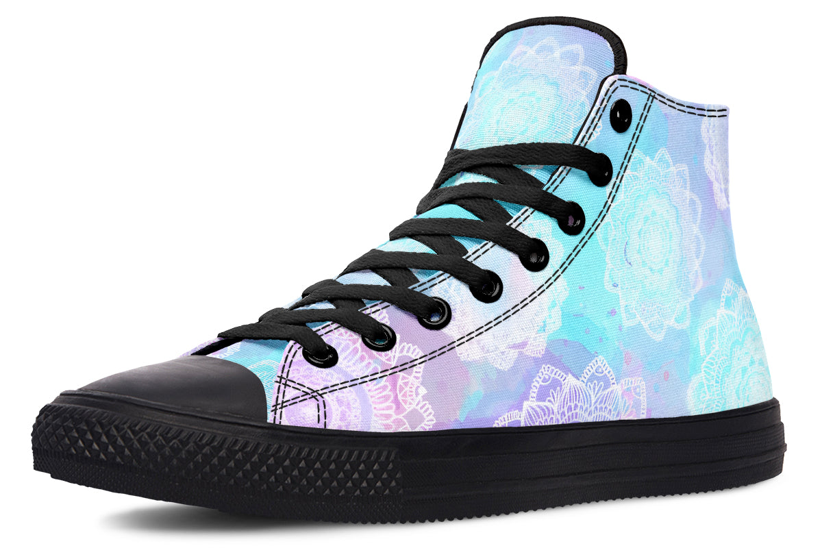 Watercolor Pastel White Mandala Hightops