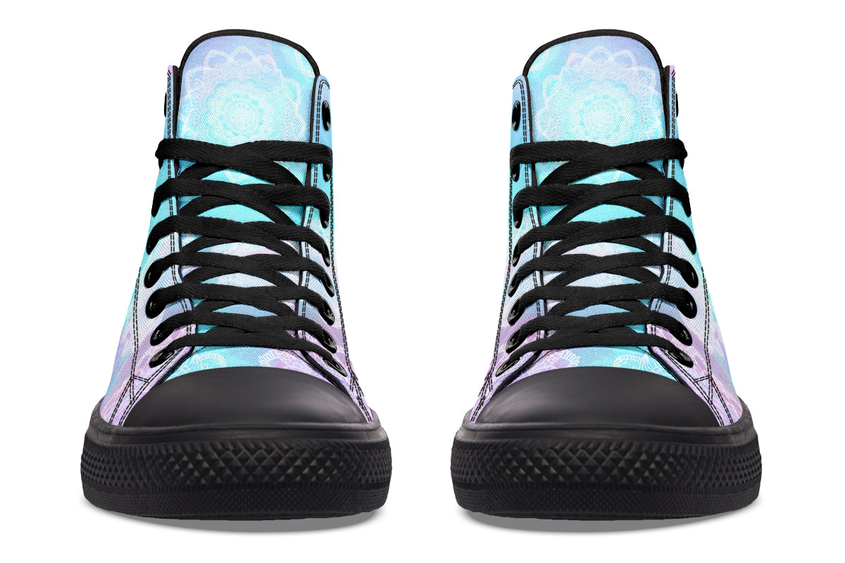 Watercolor Pastel White Mandala Hightops