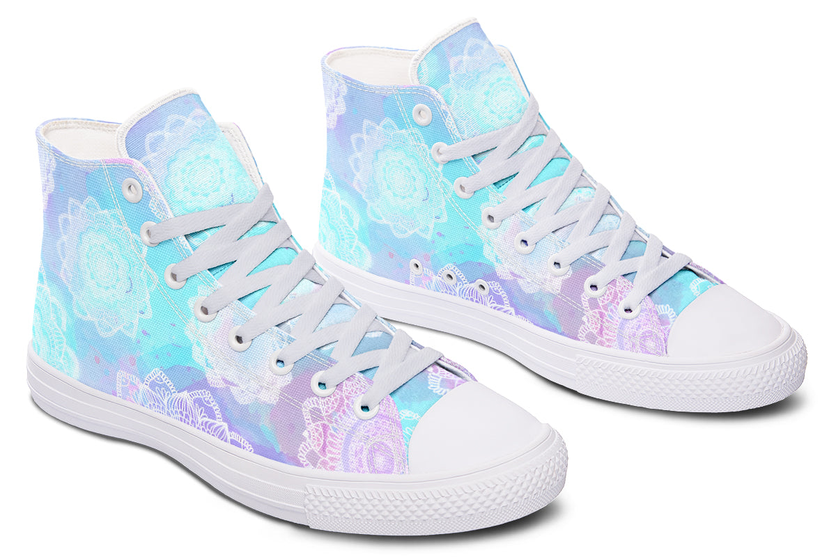 Watercolor Pastel White Mandala Hightops