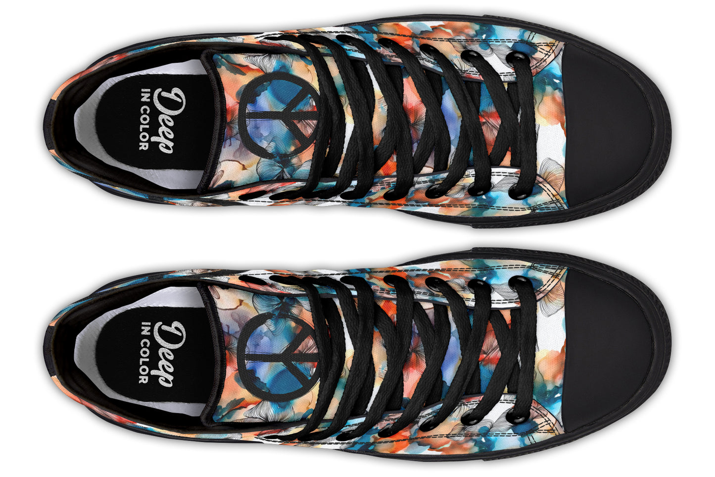 Watercolor Peace Flowers Hightops