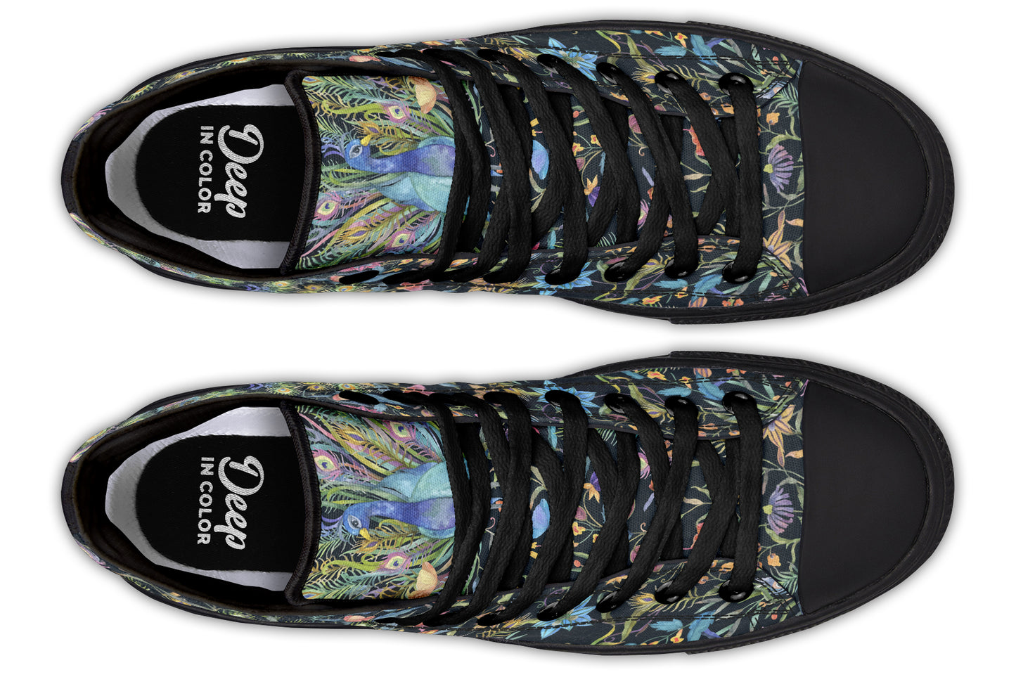 Watercolor Peacock Floral Hightops