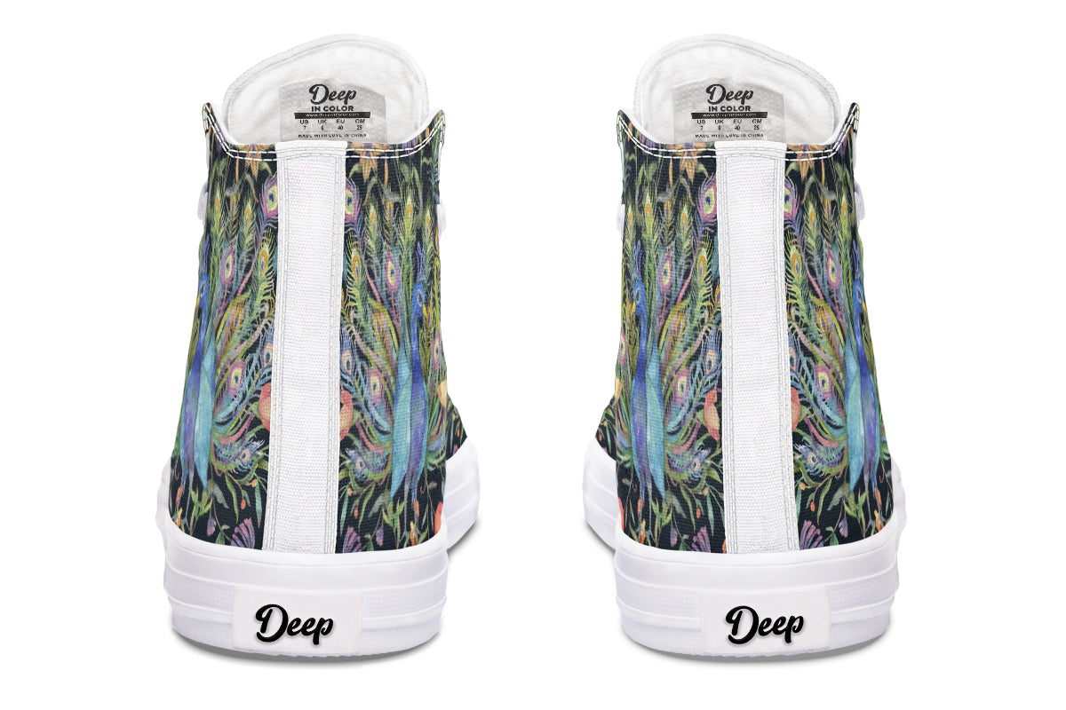 Watercolor Peacock Floral Hightops